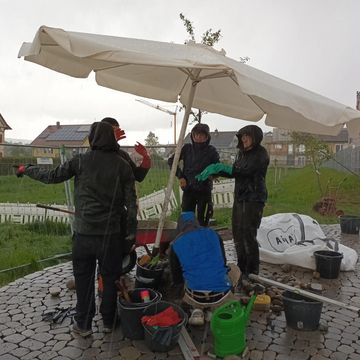 Fundamentarbeit im Regen